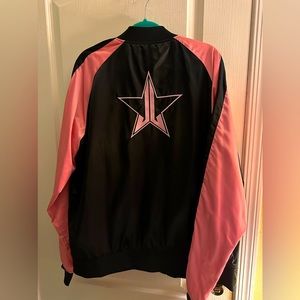Jeffrey Star Satin Bomber Jacket Baby Pink
